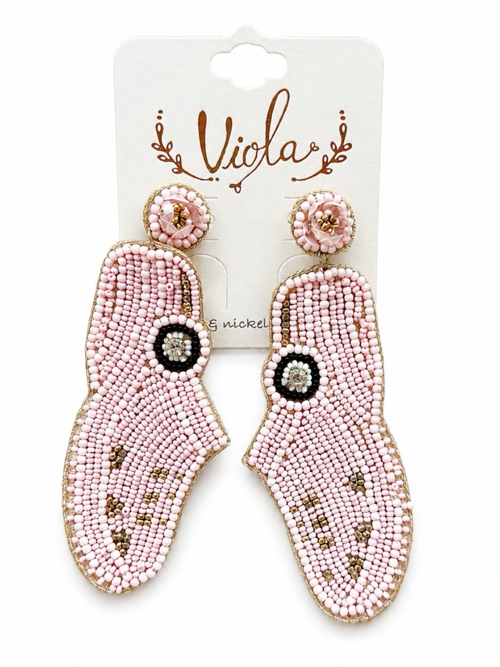 Pink Beaded Statement Drop Earrings